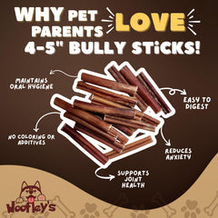Woofley's bully sticks on a surface showcasing enrichment during chew time.