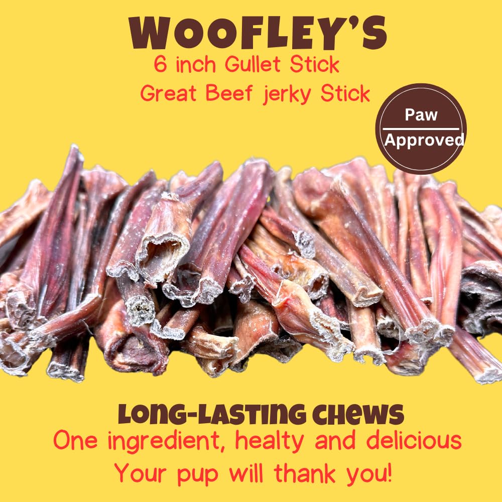 Woofley's Esophagus Stick dog chew demonstrates a safe, long-lasting rawhide alternative.