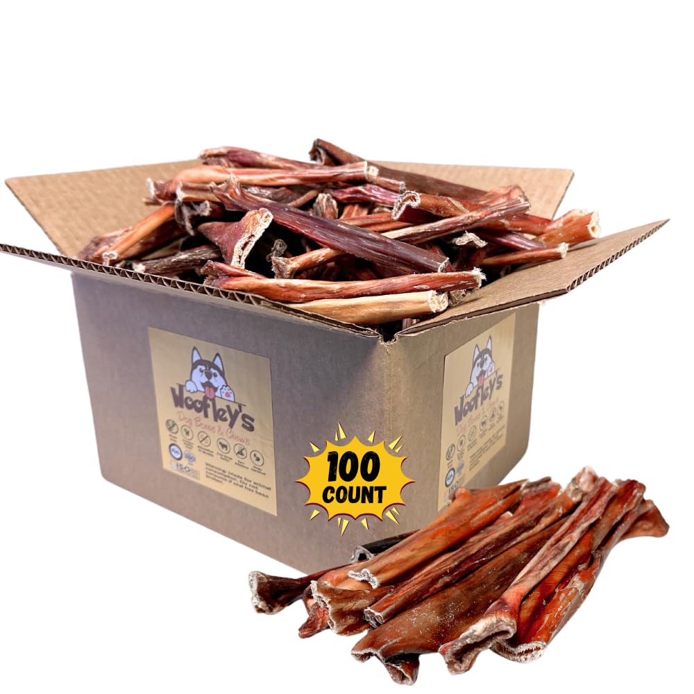 Woofley's Esophagus Stick packaging showing bulk 100-count chews for dogs.