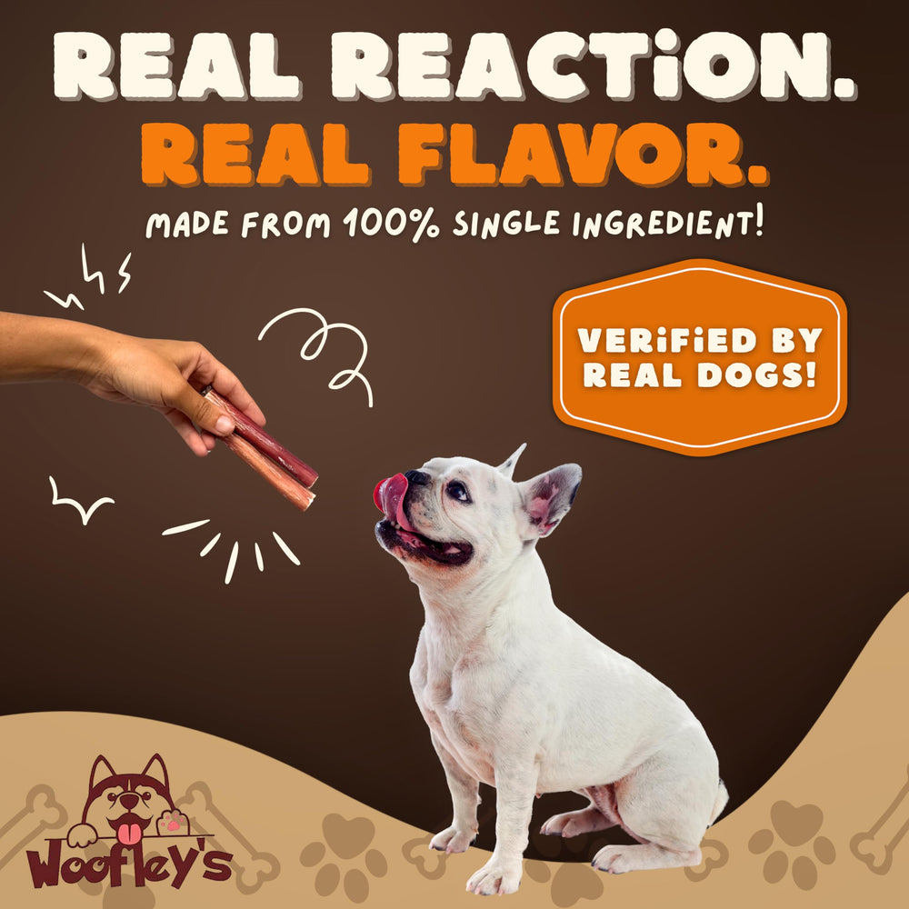 Woofley's free-range grass-fed sourcing for natural chews.