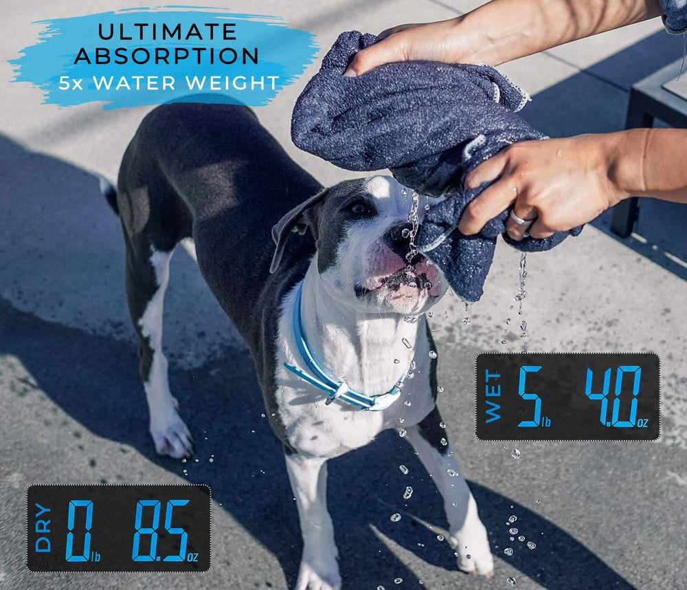 Wooflinen dog-towel 90x60cm image demonstrating ample coverage for dogs.