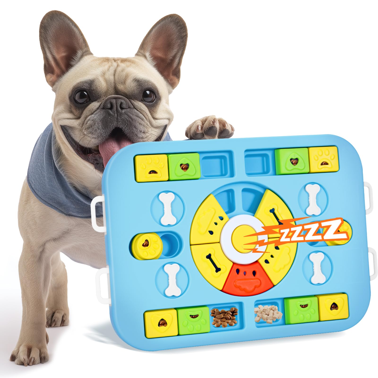 WOOFOOW dog puzzle toy Level 4 close-up shows interactive design for smarter play.