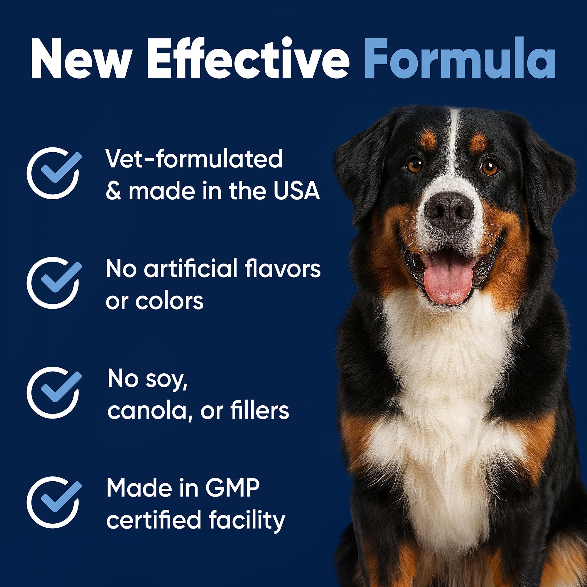 Woofy dog running image highlights energy and comfort with chews