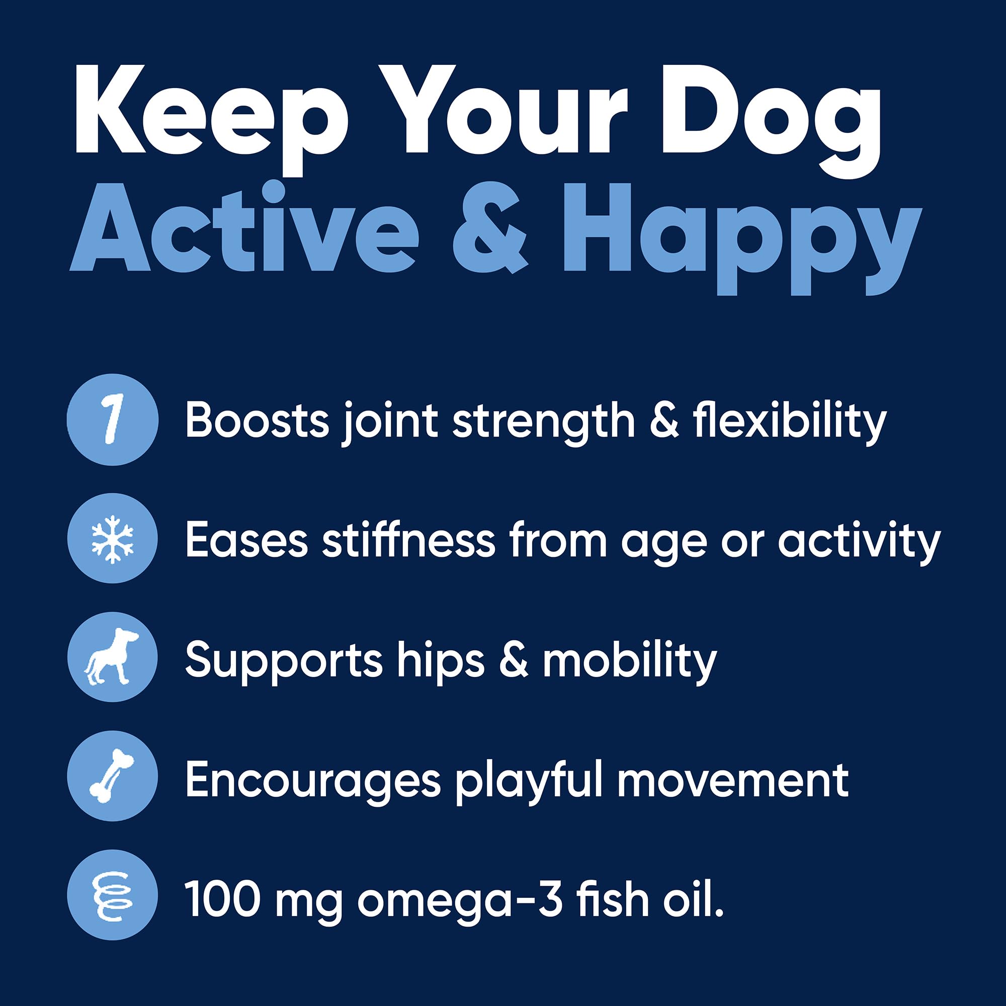 Woofy glucosamine chondroitin omega-3 ingredients bottle shot helps joints