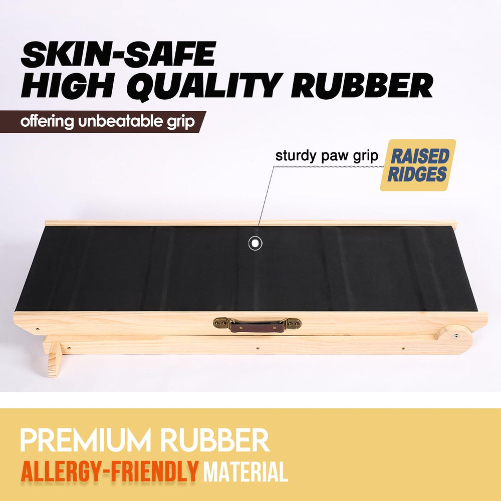 Woohoo Lab dog ramp collapses flat with carrying handle for easy storage.