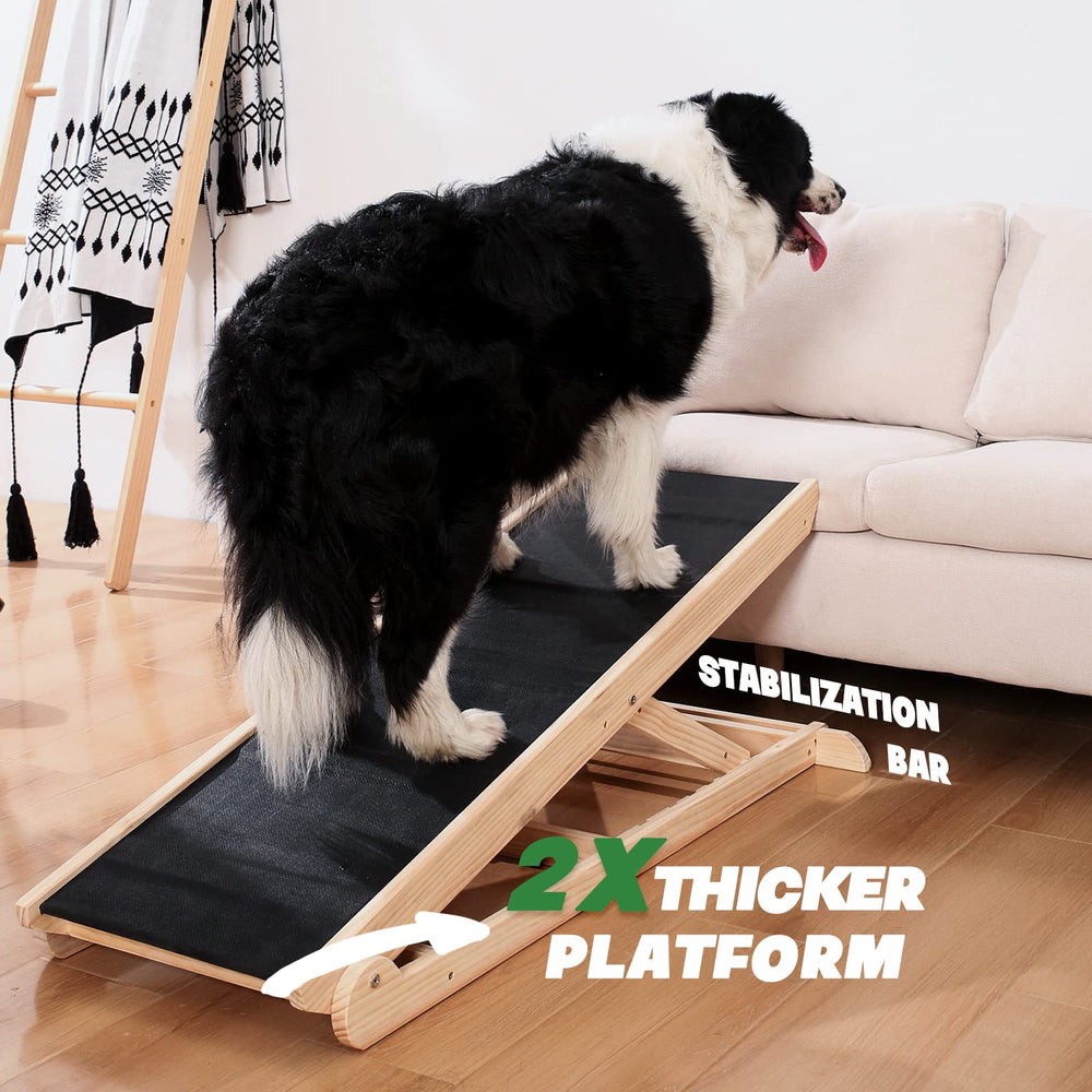 Woohoo Lab dog ramp six height settings enables gradual incline.