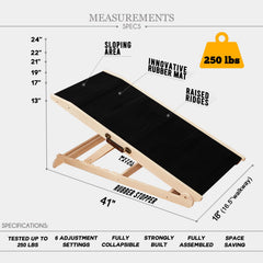 Woohoo Lab dog ramp with non-slip rubber surface provides secure footing.