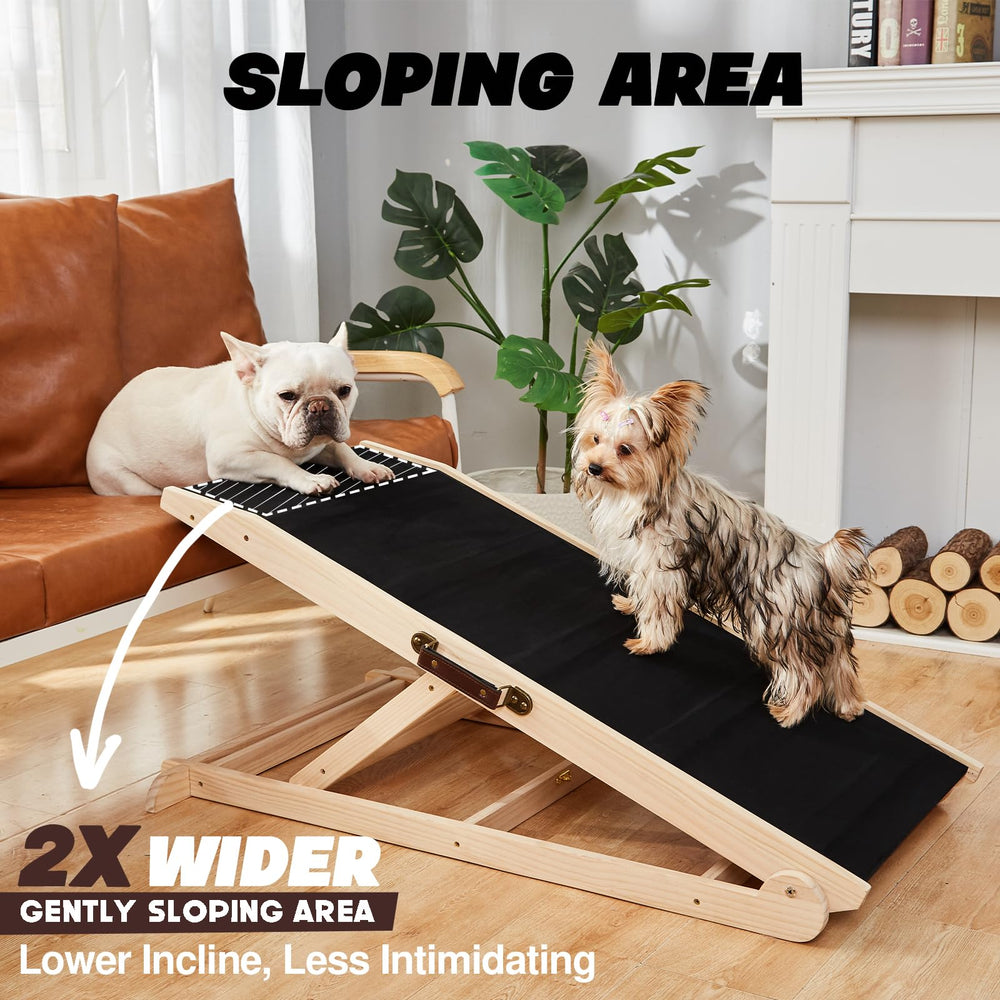 Woohoo Lab dog ramp offers six-height adjustments for varied furniture.