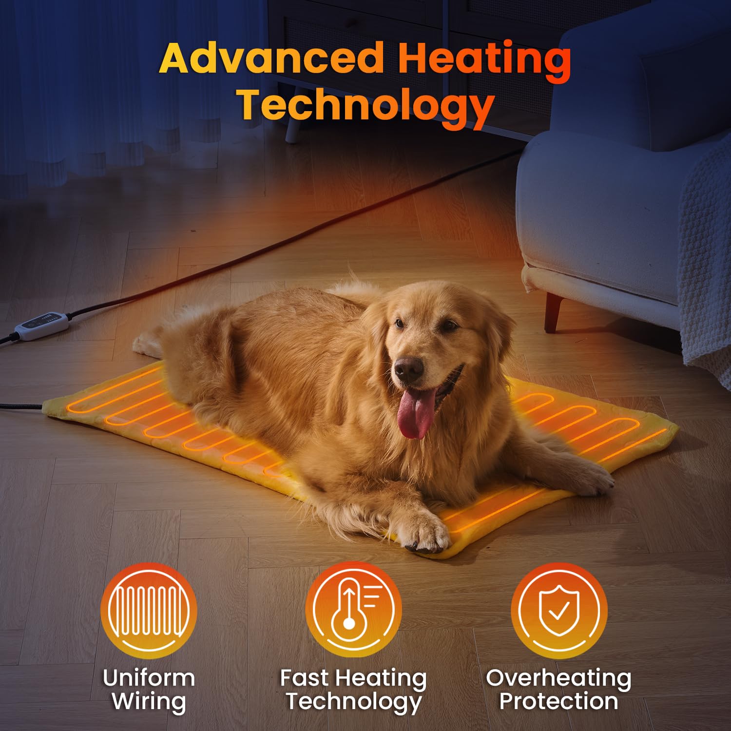 WOOMER heater pad XL 35x24 auto shut-off ensures safe unattended use.