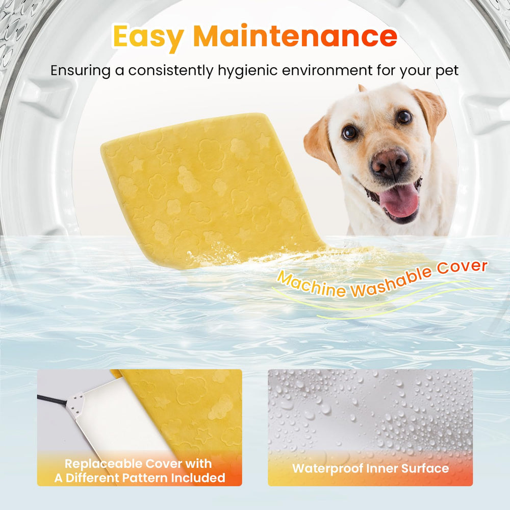 WOOMER pet heating pad XL 35x24 IP68 waterproof inner layer protects against spills.