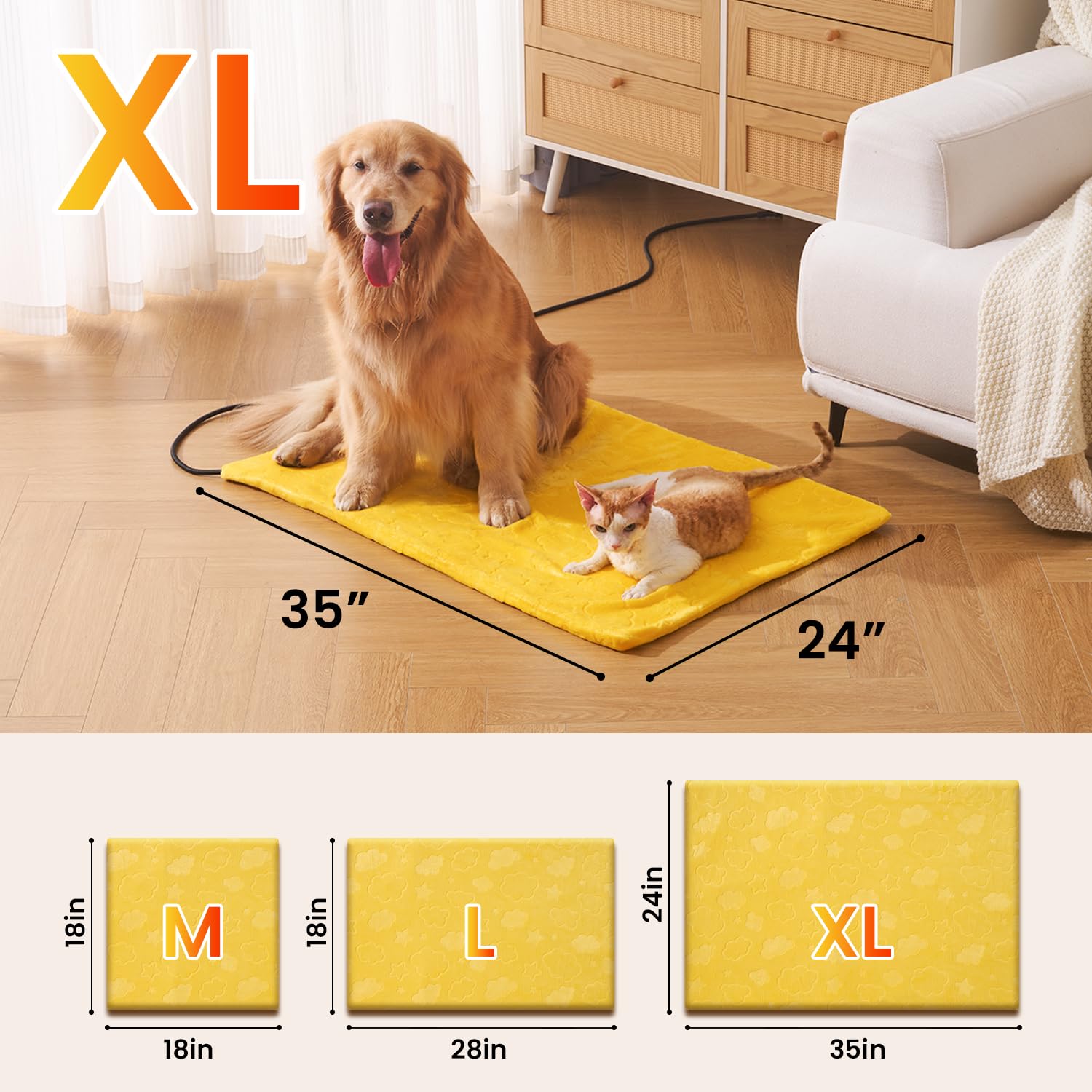 WOOMER XL heating pad for large dogs and cats stays cozy on cold nights.