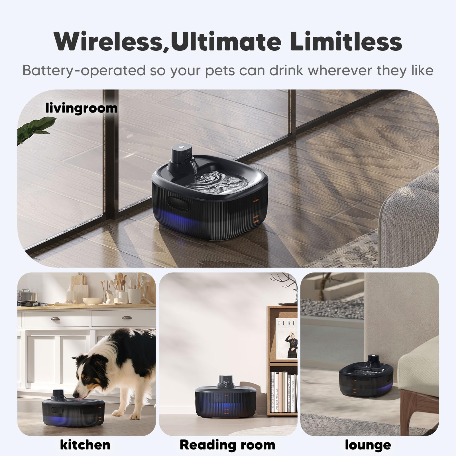 WOPET 5000mAh cordless fountain enables water on the go.