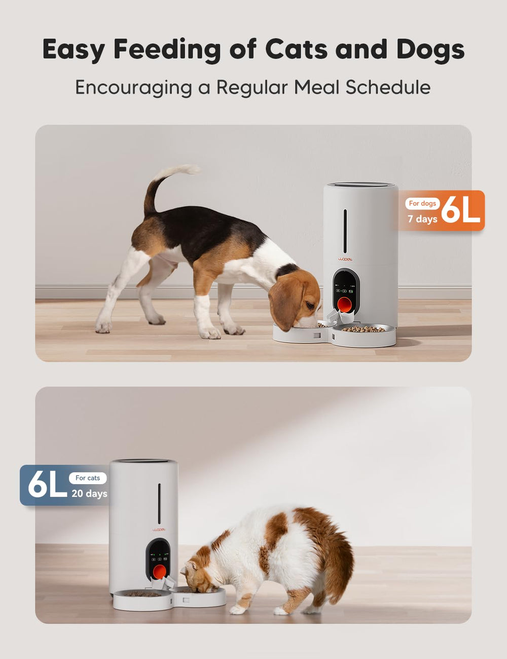 WOPET feeder recording a 10-second message to call your pet.