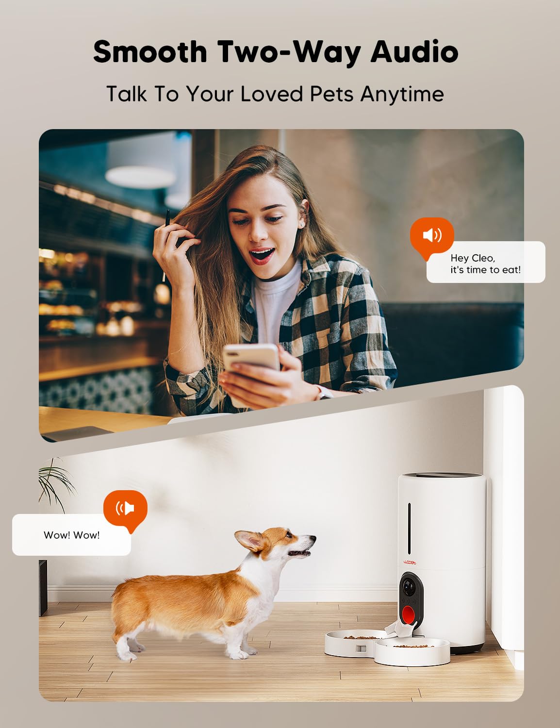 WOPET automatic feeder two-pets meal plan feature.