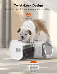 WOPET feeder with voice recorder illustrating personalized pet call for meal times.
