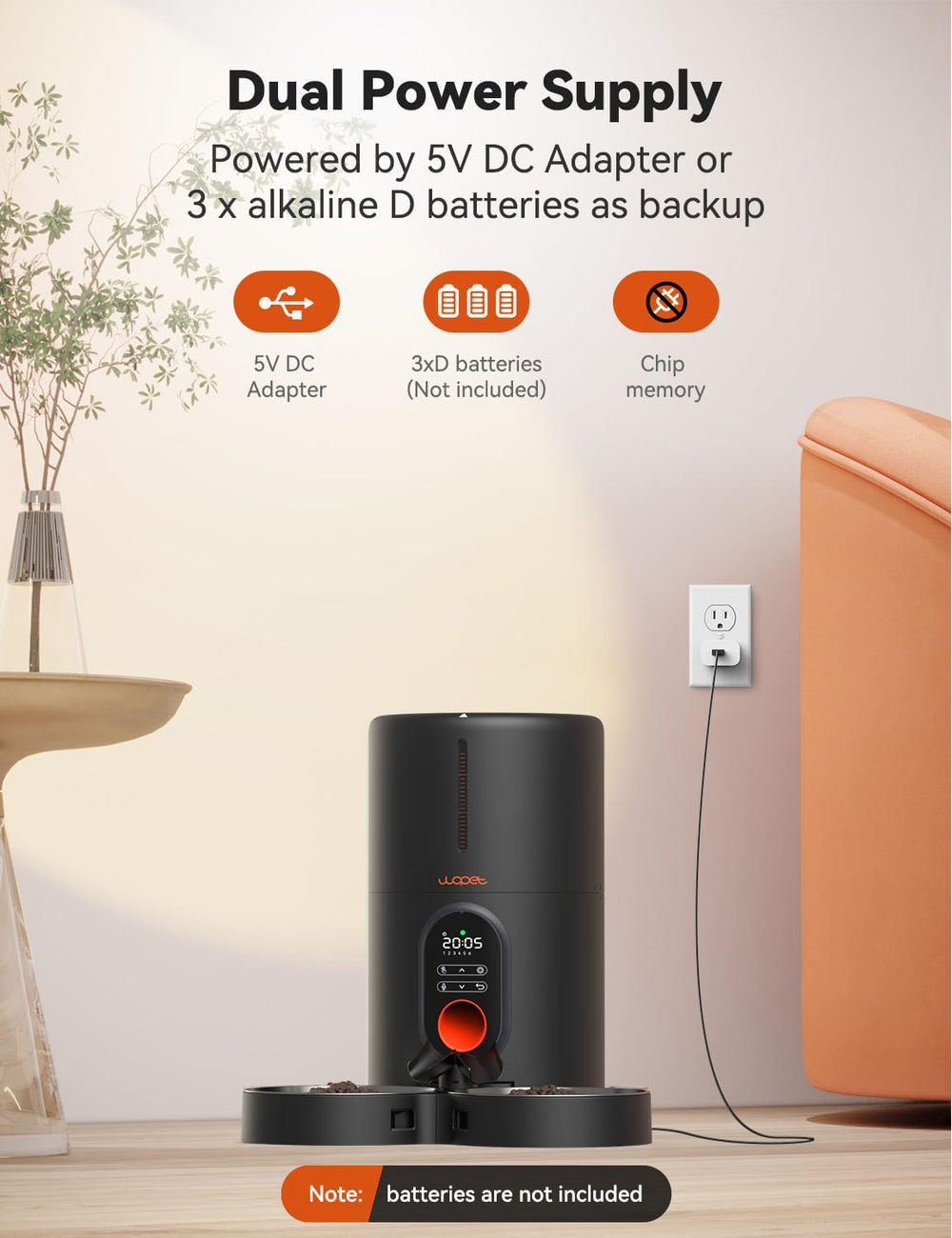 WOPET cat feeder removable components for easy cleaning and freshness.