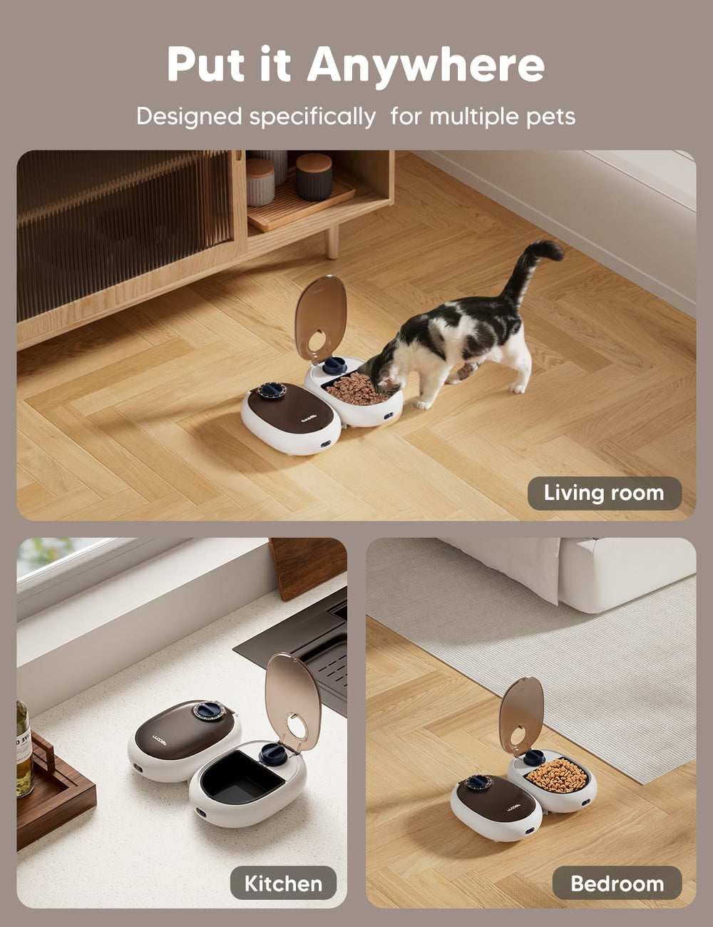 WOPET cat feeder lid lock ensures secure feeding while away