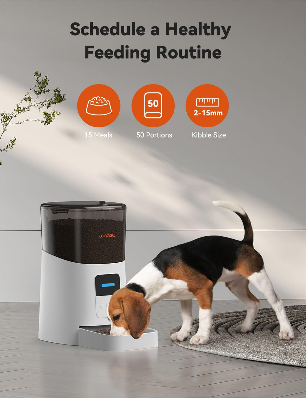 WOPET voice recorder module showing mealtime message playback.