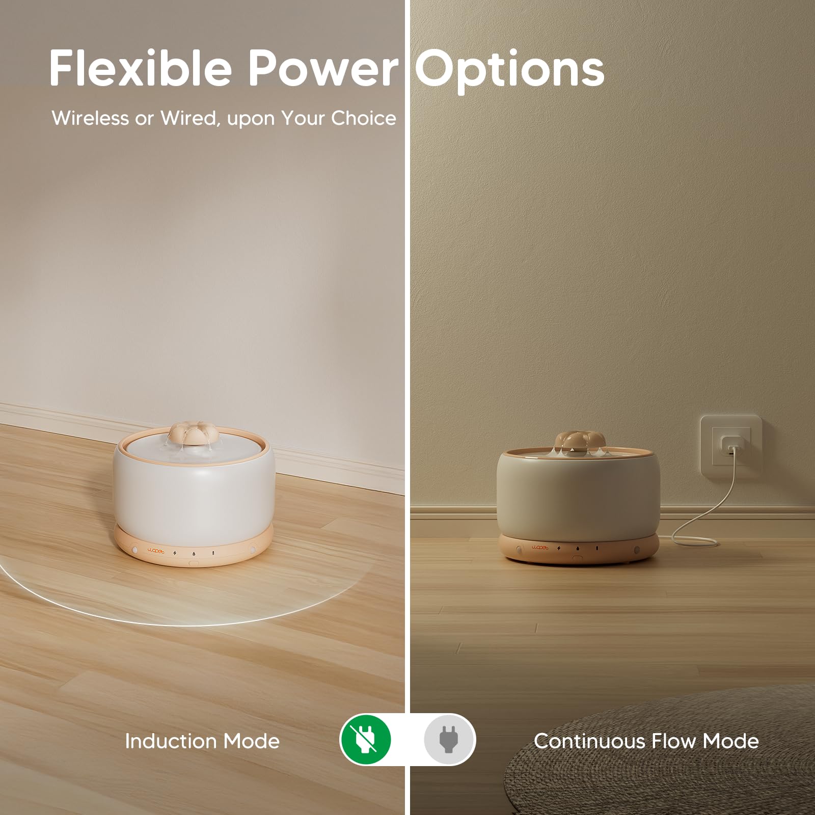 WOPET induction sensor activates flow when pet approaches within 5 feet