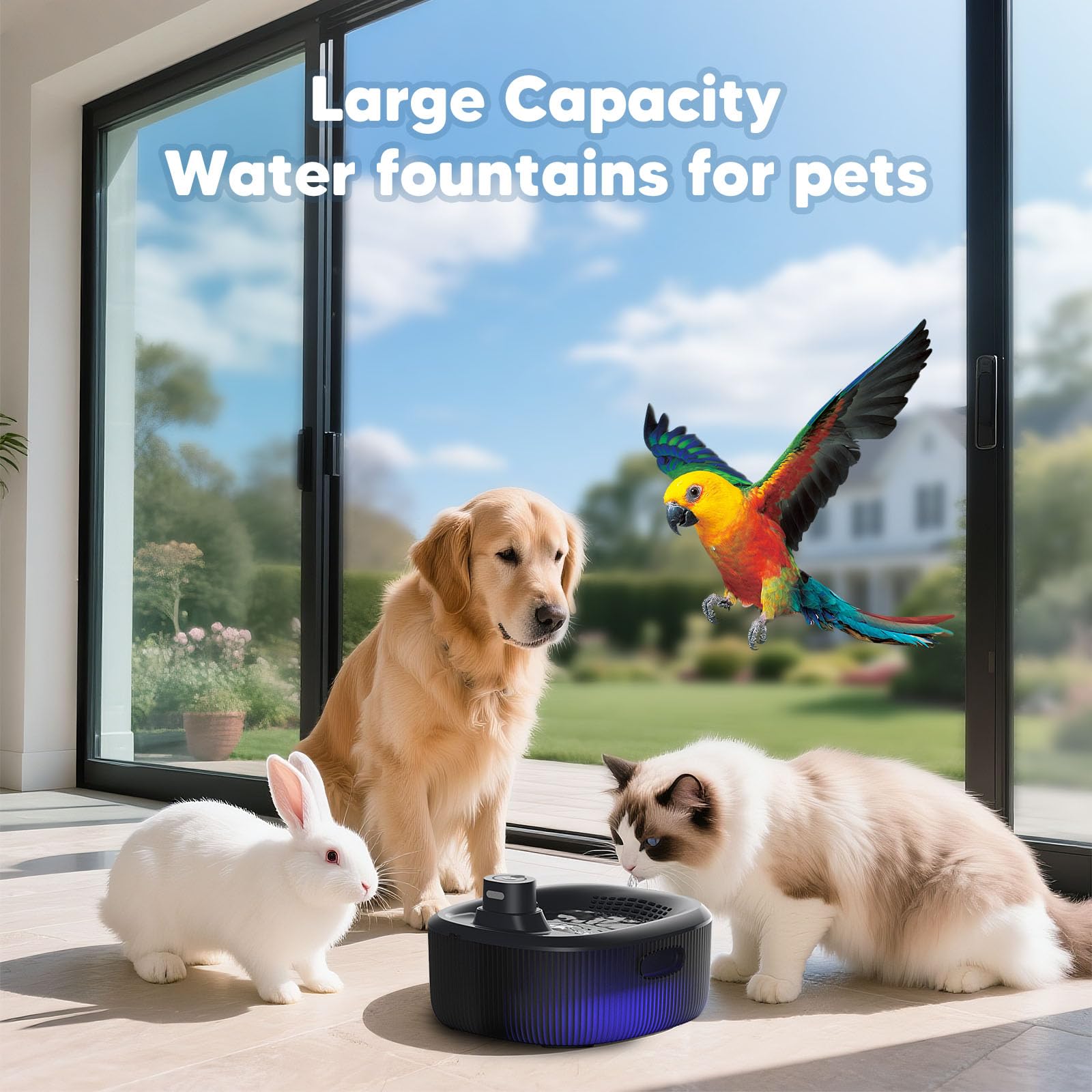 WOPET large-dogs drinking setup in a comfy home.