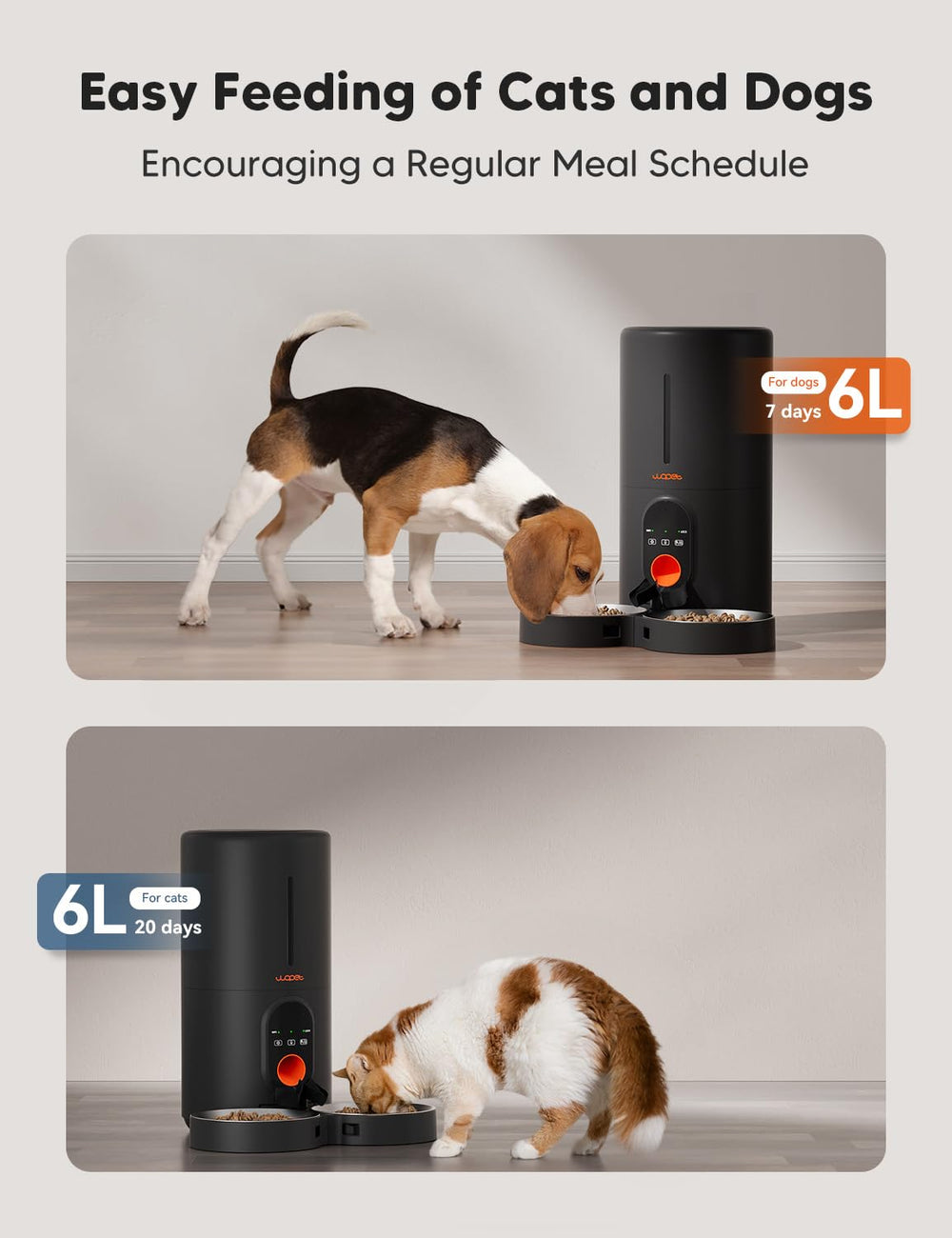 WOPET Life App control demonstrates remote feeding and monitoring from a phone