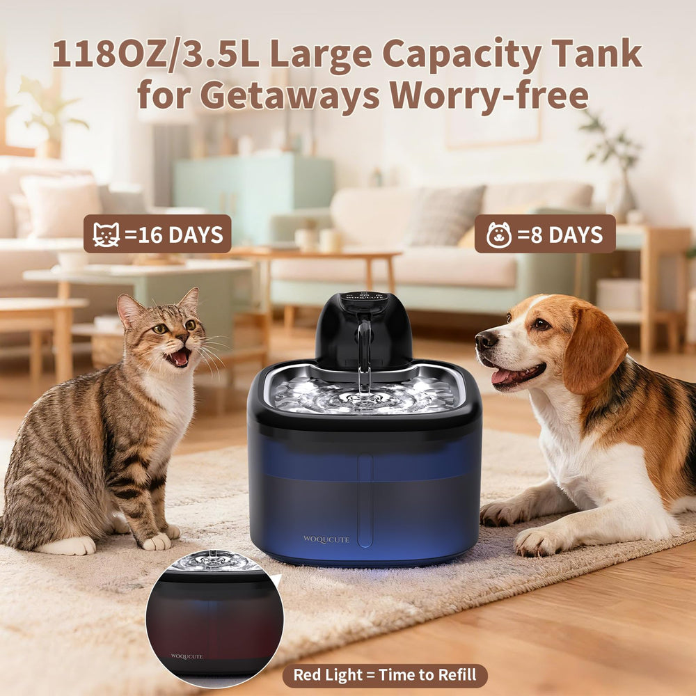 Woqucute 3.5L capacity fountain ensuring pets stay hydrated