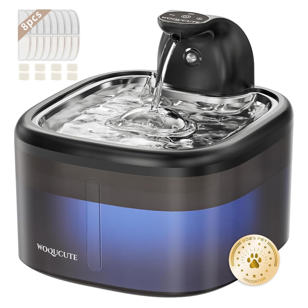 Woqucute cat water fountain cordless design for flexible placement