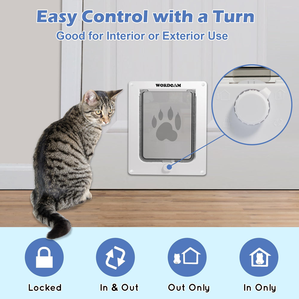 Wordcam X-Large Cat Door 4-way locking knob close-up highlights flexible access control.