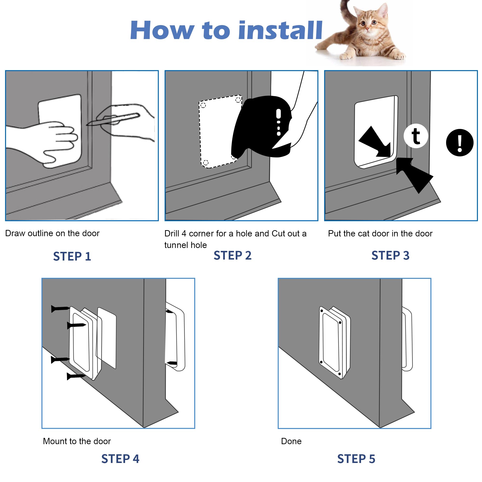Wordcam X-Large Cat Door weatherproof seal visible as a tight seal against drafts.