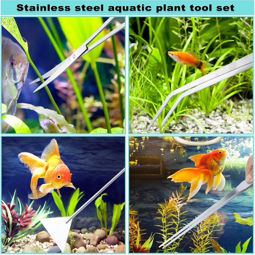 WORFACE aquarium aquascape tools kit long-handled tools reach deep into the tank.