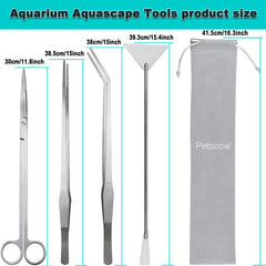 WORFACE aquarium aquascape tools kit straight tweezers in-use for precise plant placement.