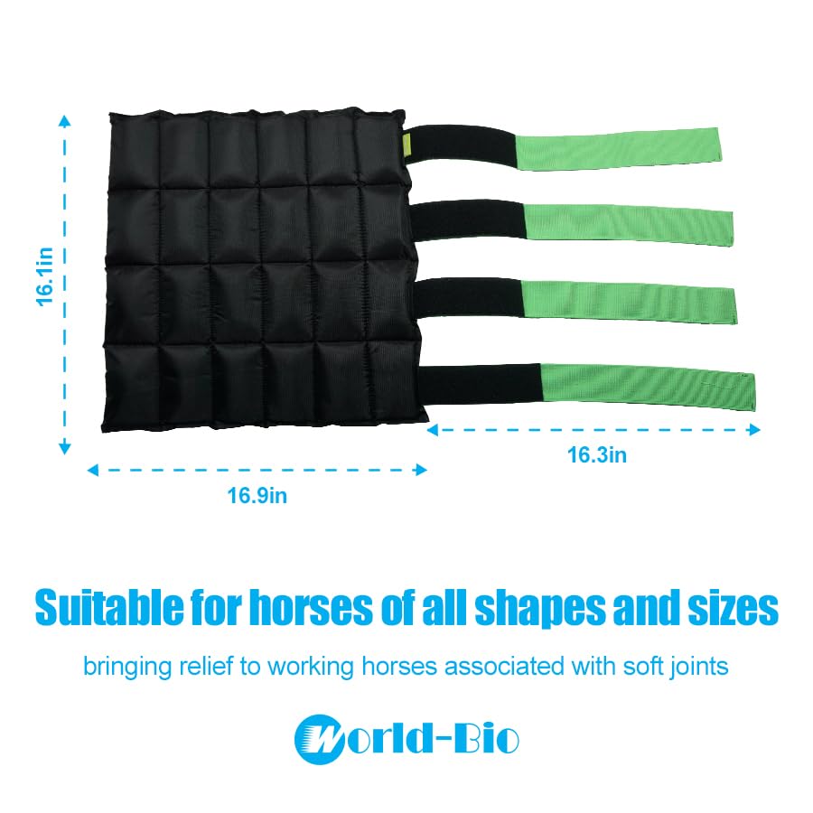 WORLD-BIO horse ice boots 16.9 by 16.1 inches for larger horses.