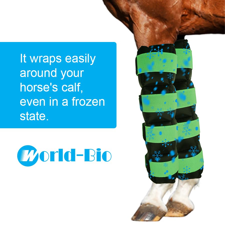 WORLD-BIO horse ice boots flexible straps secure a snug, adjustable fit.