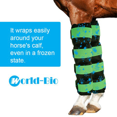 WORLD-BIO horse ice boots flexible straps secure a snug, adjustable fit.