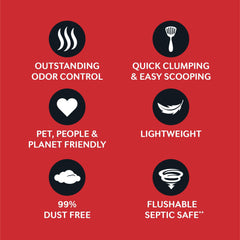World's Best Cat Litter flushable close-up demonstrates simple cleanup and easy disposal.