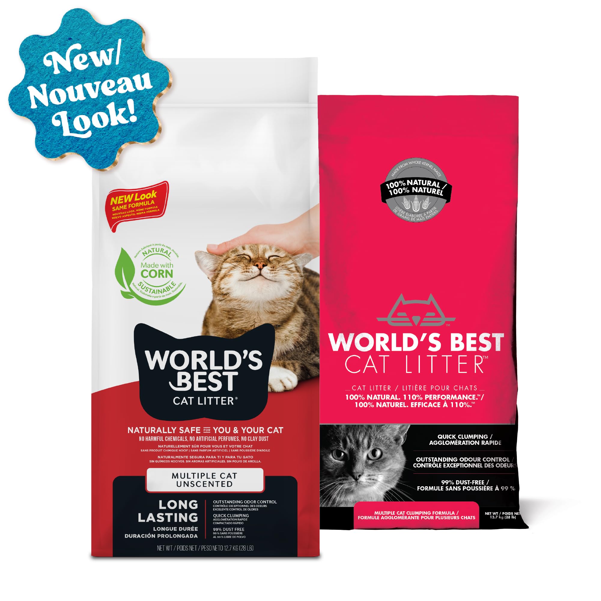 World's Best Cat Litter in a multi-cat scene highlights odor control in use
