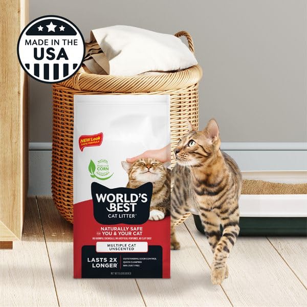 World's Best Cat Litter plant-based ingredients photo shows renewable corn-based formula.