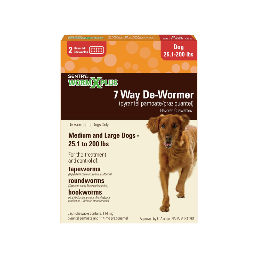 Worm X Plus packaging shows an easy OTC de-wormer for dogs