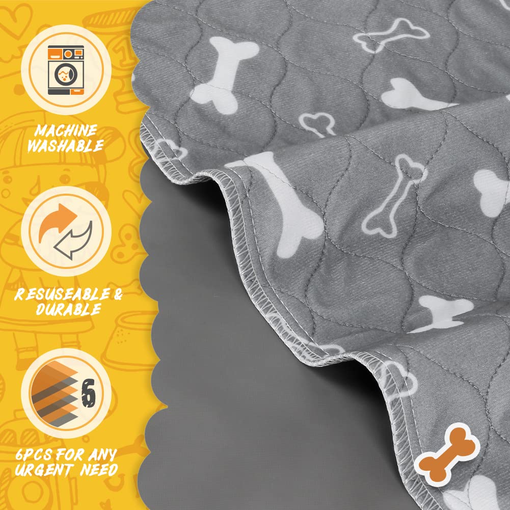 Wortade 6pack washable pee pad indoor-use montage highlights durable, reusable design.