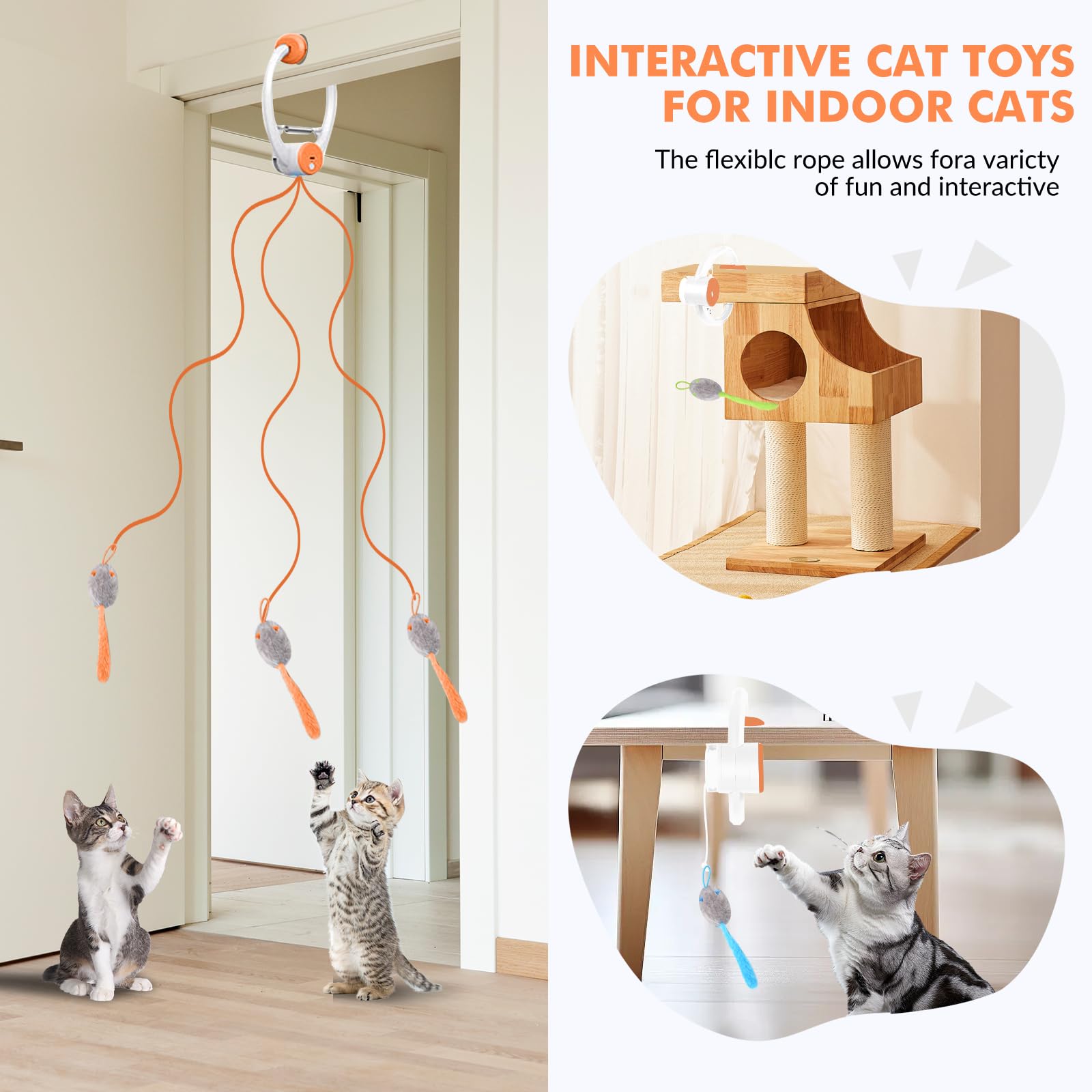 Wortade cat toy feather mice and ropes for dynamic play and chasing