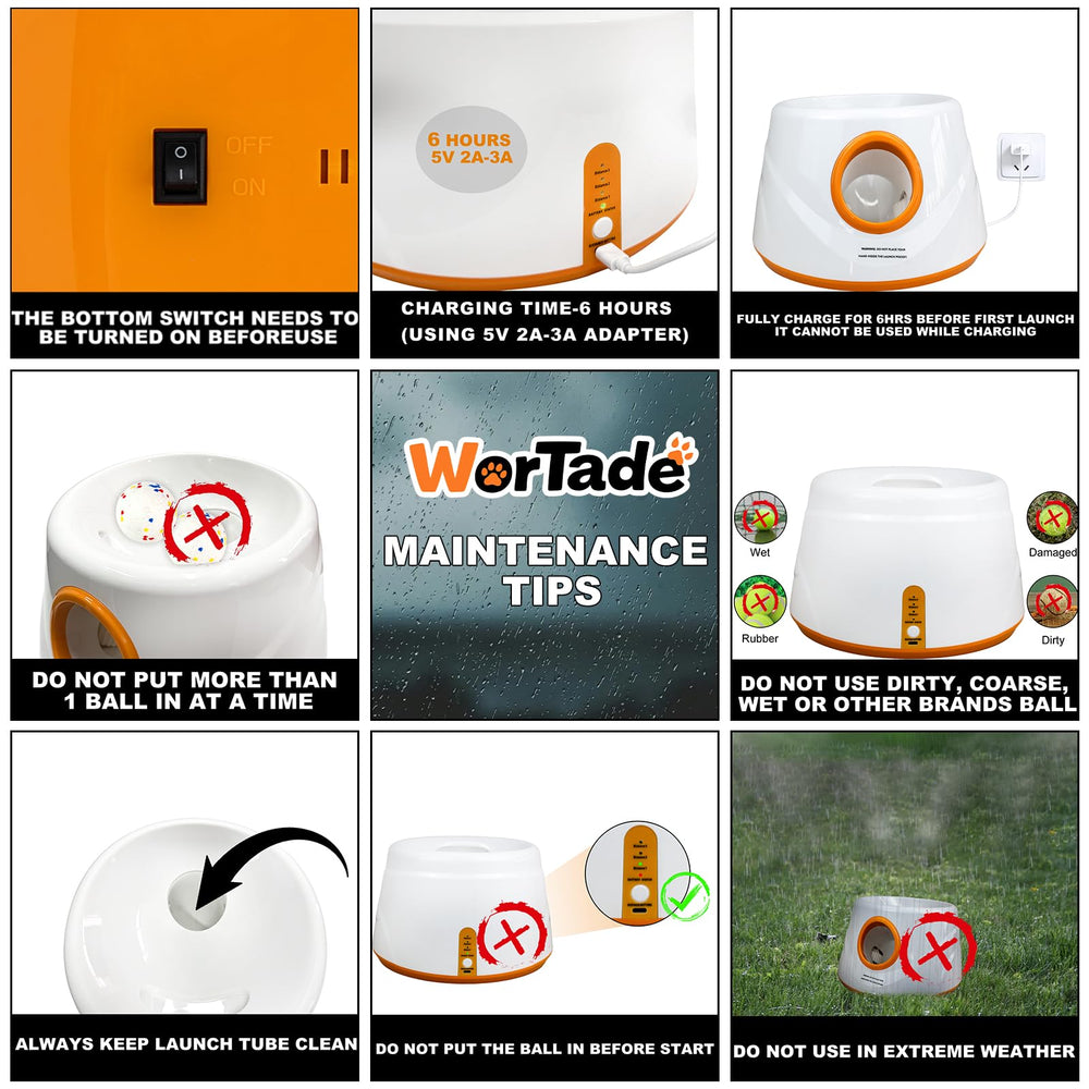 Wortade rechargeable dog ball launcher ready for quick recharges.