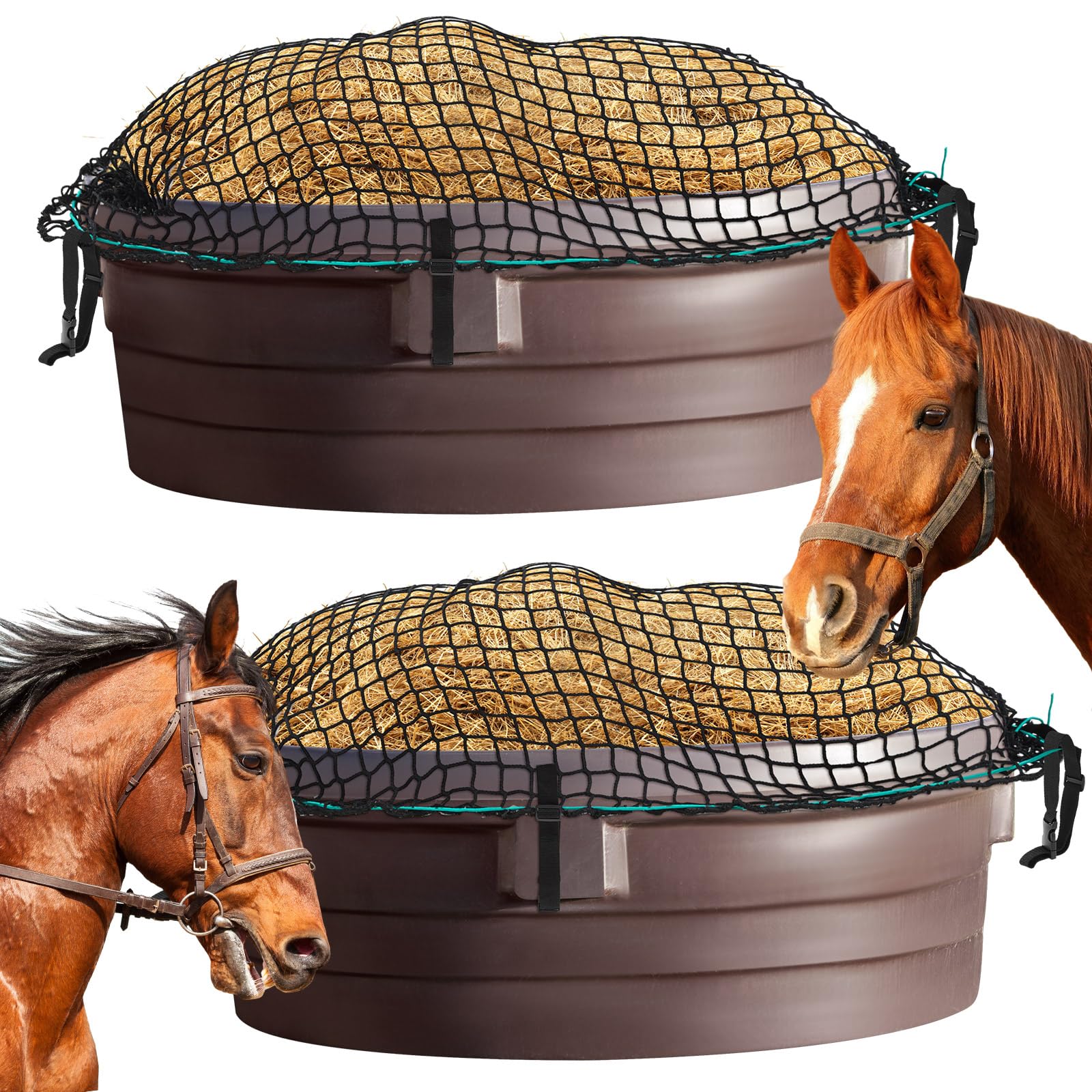 Wowangce hay nets (2pcs) with 1-4/7 inch holes for controlled feeding.