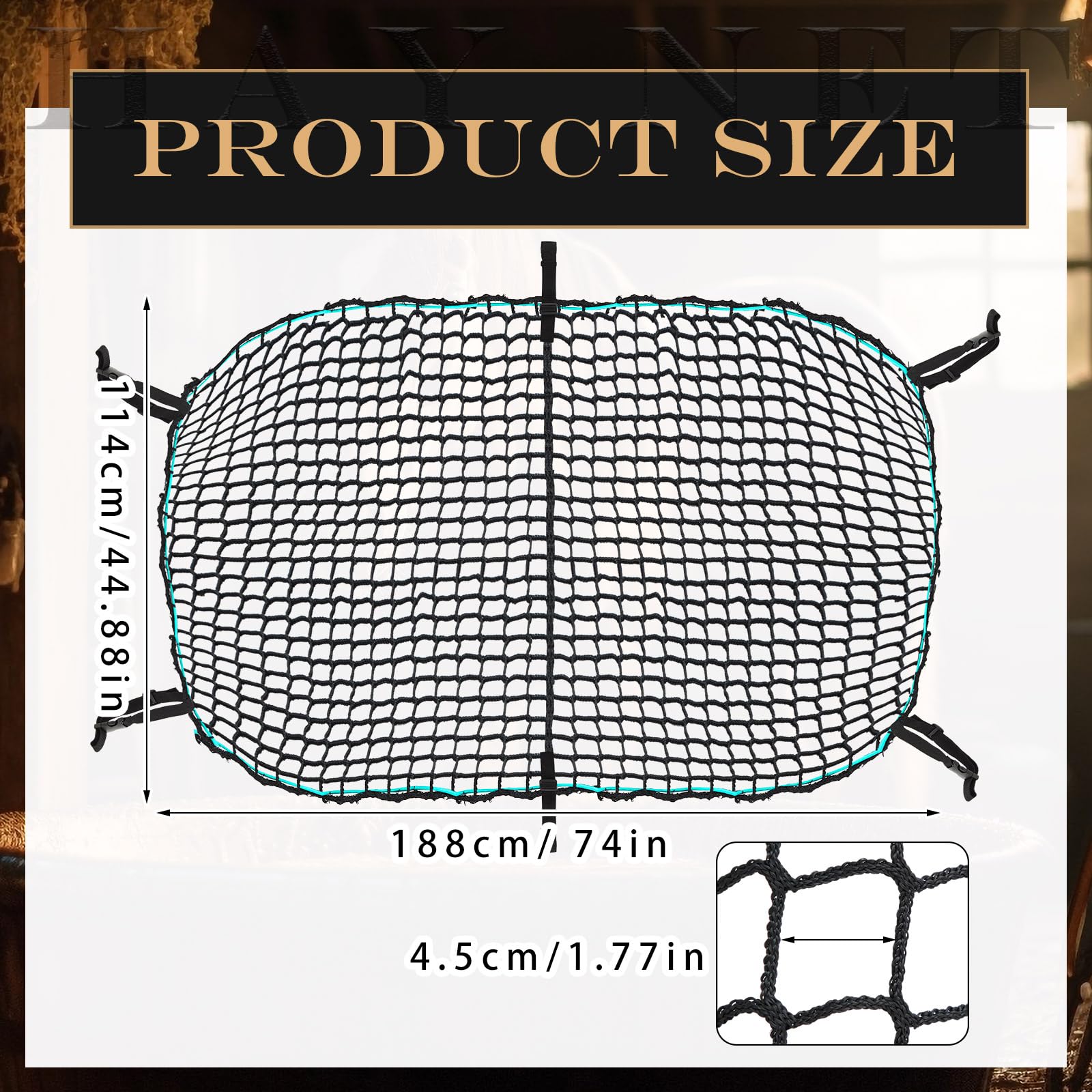 Wowangce hay nets with retractable cord and buckles enable quick securing.