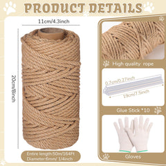 Wowangce hemp rope 1-4in-164ft shows natural, fade-resistant material for DIY cat trees.