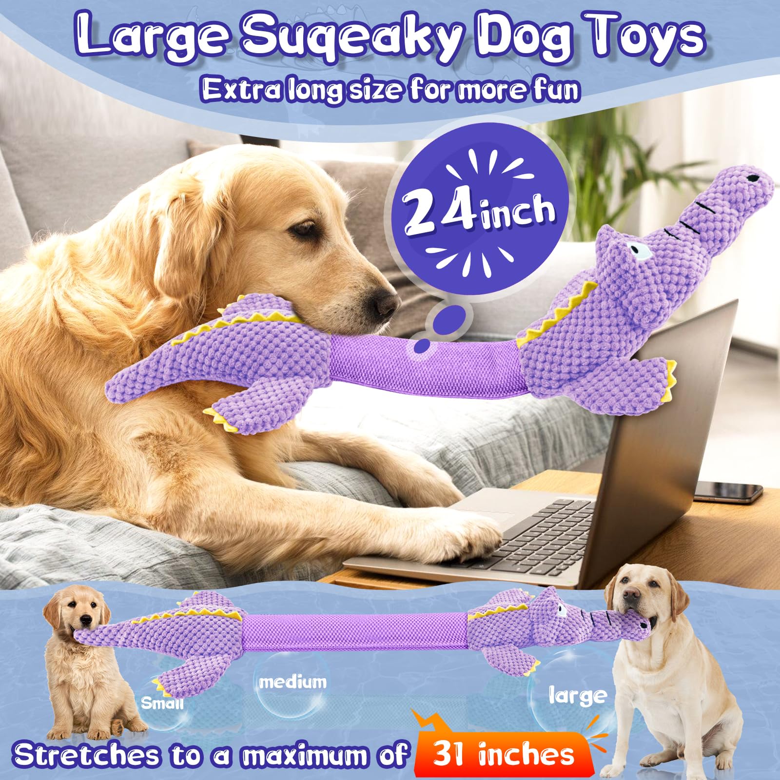 WOWBALA crocodile toy stretches to engage pets with added range