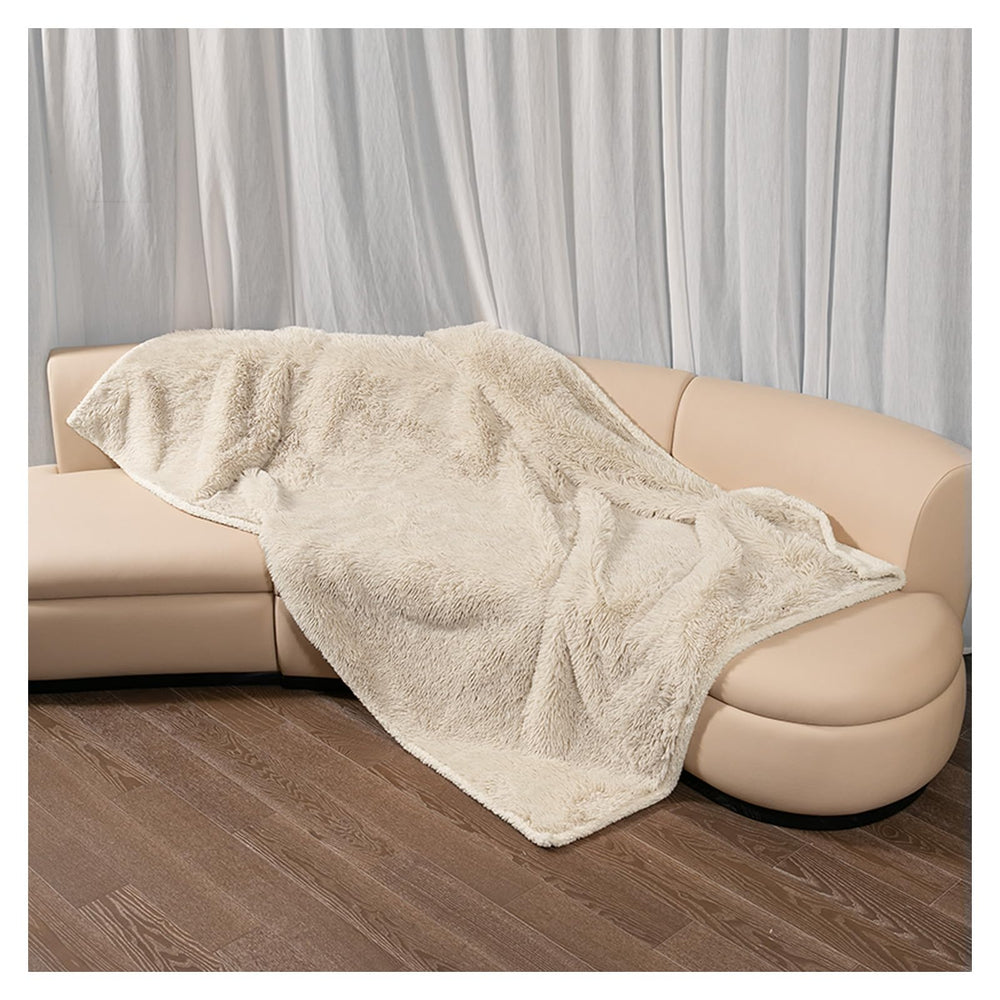 Wowchine calming dog blanket double-sided fleece doubles as stylish home decor.