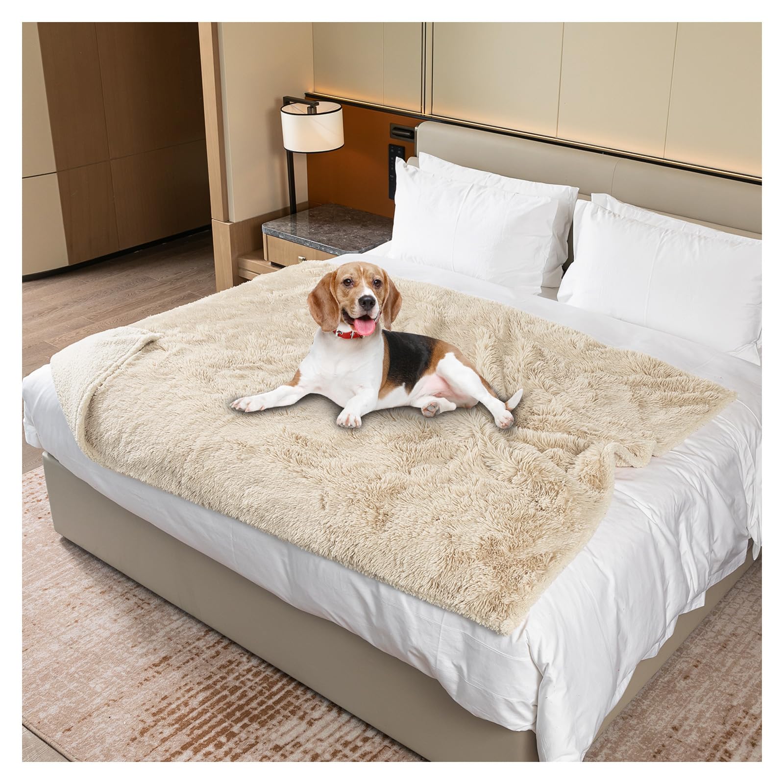 Wowchine calming dog blanket cream S-40x28in size fits couches.