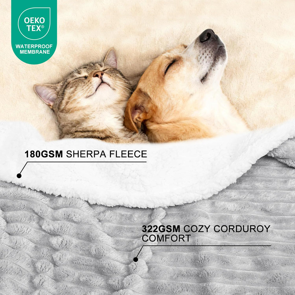 WowOhPet reversible blanket displays sherpa and plush velvet textures for year-round comfort