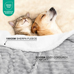 WowOhPet reversible blanket displays sherpa and plush velvet textures for year-round comfort