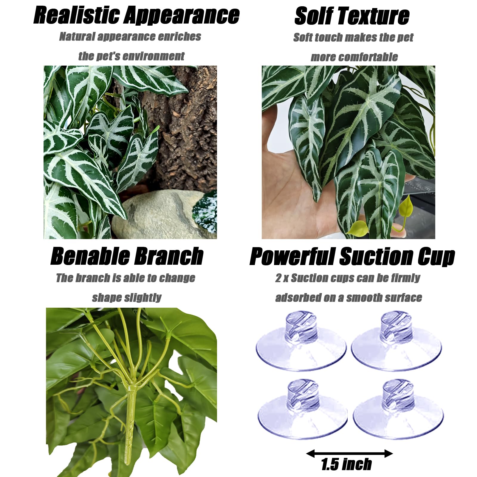 Woyrise reptile plants polyethylene safe material resists fading and holds shape.